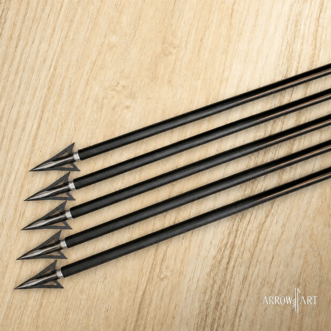 hunting arrow setup with natural feathers